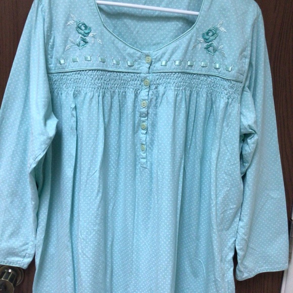 Key Ocean Elegant nightgown 100% cotton jersey, embroidered, satin trim, sz 2XL - Picture 3 of 11